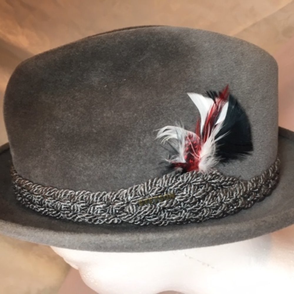 RARE Vintage STETSON Sovereign Gray Felt Fur Fedora Hat - Picture 12 of 16